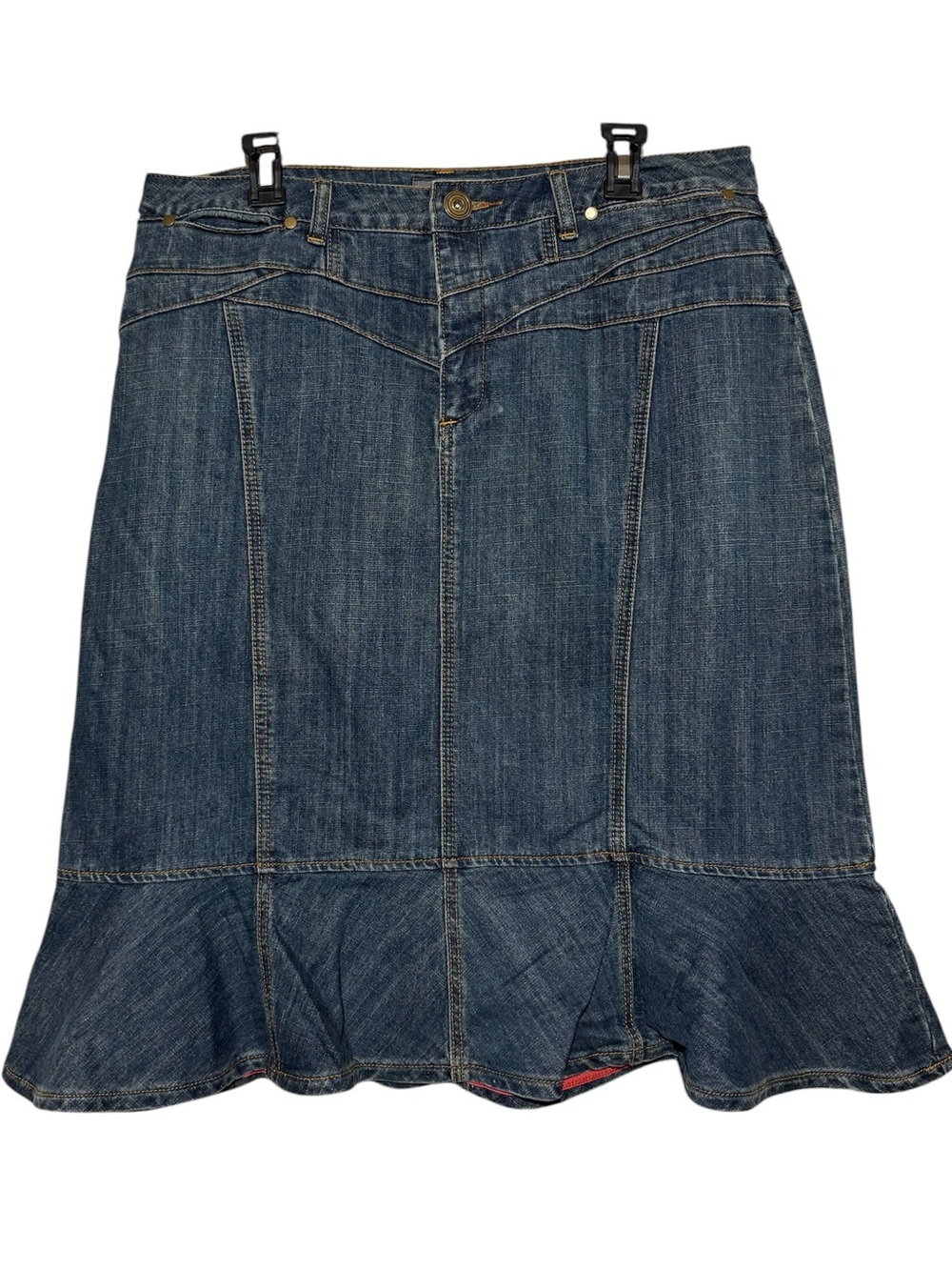 Motto Long Modest Denim Jean Skirt Plus Size 16 Flare Peplum Fall Knee Length